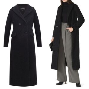 Emporio Armani Black Boucle Wool Duster Coat XS
